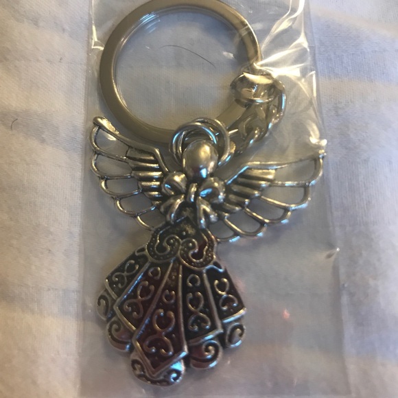 NWT Antique Silver Plated Guardian Angel key ring - Picture 3 of 4